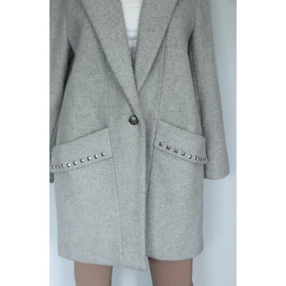 BCBGeneration Women's Size Medium Gray Coat Studded Collar Wool Midi Jacket $325 - Picture 5 of 10